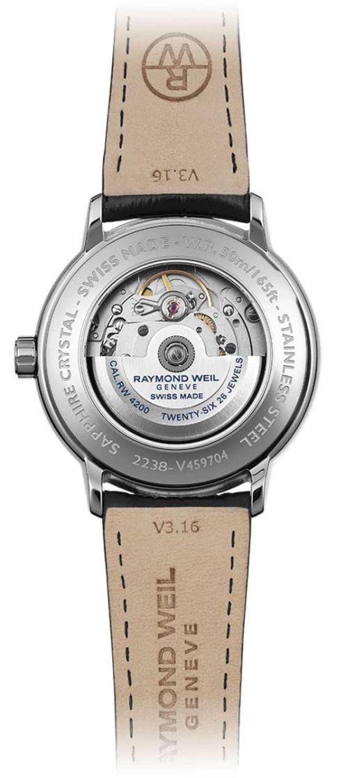 Raymond Weil Maestro Automatic Silver Dial Black Leather Strap Watch, 39.5mm - Image 3