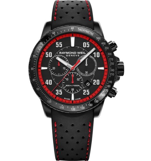 Raymond Weil Tango Quartz Chronograph Black Dial & Rubber Strap Watch, 43mm