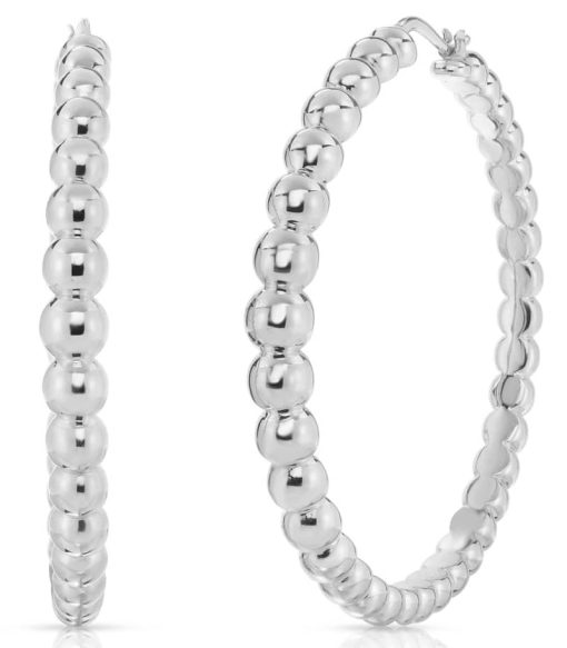 Roberto Coin 18K White Gold XL Bead Hoop Earrings