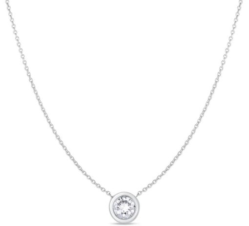 Roberto Coin 18K White Gold Bezel Set Diamond Solitaire Necklace