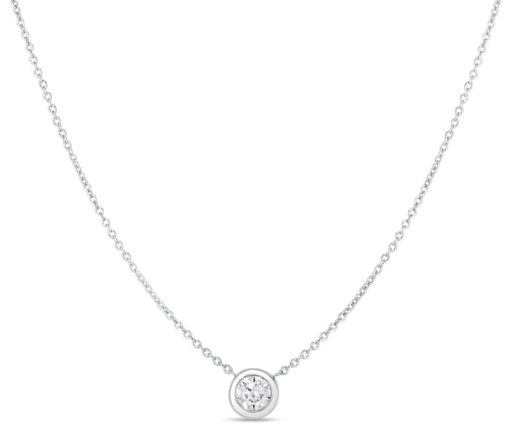 Roberto Coin 18K White Gold Bezel Set Diamond Solitaire Necklace
