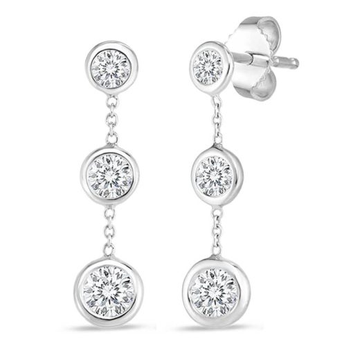 Roberto Coin 18K White Gold Classic Diamond Bezel Drop Earrings