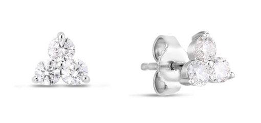 Roberto Coin 18K White Gold Classic Diamond 3 Stone Cluster Stud Earrings