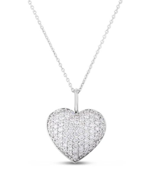 Roberto Coin 18K White Gold Tiny Treasures Diamond Heart Necklace