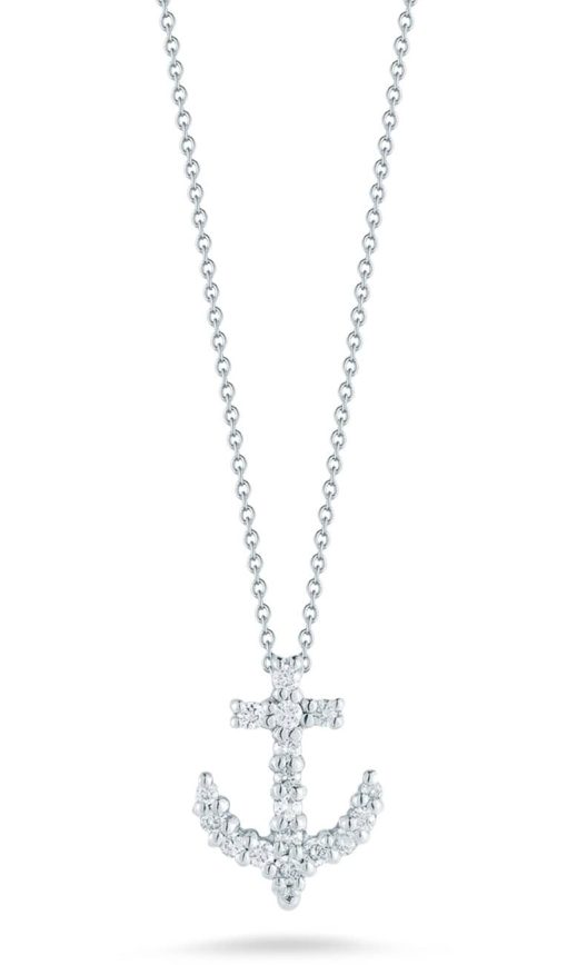 Roberto Coin 18K White Gold Tiny Treasure Diamond Anchor Pendant