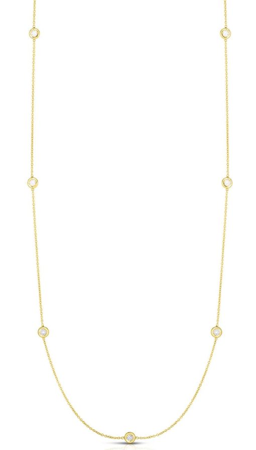 Roberto Coin 18K Yellow Gold Diamonds By The Inch Necklace With 7 Diamond Stations