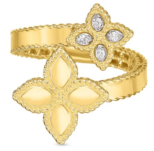 Roberto Coin 18K Yellow Gold Princess Flower Ring With Diamonds