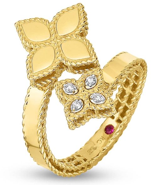 Roberto Coin 18K Yellow Gold Princess Flower Ring With Diamonds - Image 2