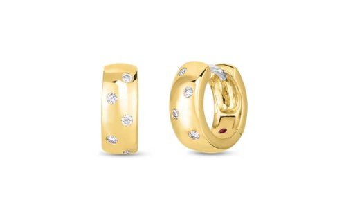 Roberto Coin 18K Yellow Gold Classic Diamond Huggie Hoop Earrings