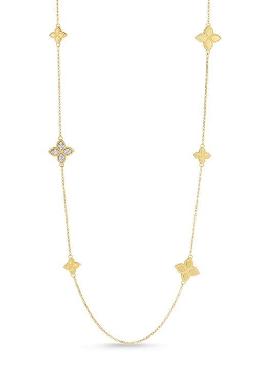 Roberto Coin 18K Yellow Gold Princess Flower Station Necklace w/ Diamonds