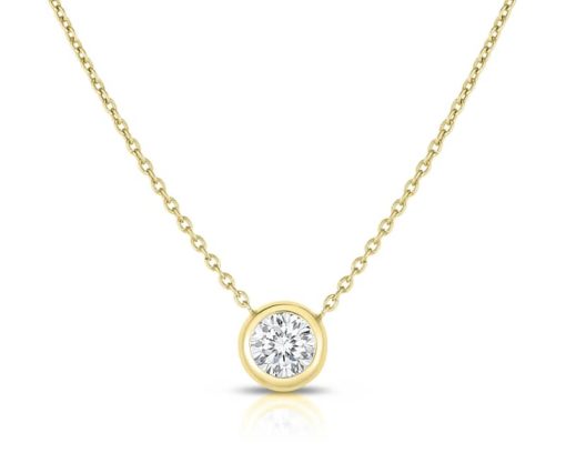 Roberto Coin 18K Yellow Gold Bezel Set Diamond Solitaire Station Necklace