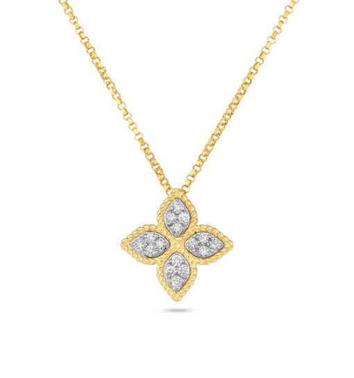 Roberto Coin 18K Yellow Gold Princess Flower Medium Pendant With Diamonds