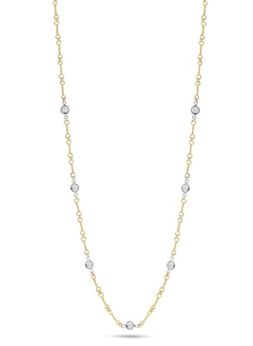 Roberto Coin 18KT Yellow Gold Diamonds By The Inch Dog Bone Chain Necklace With 7 Diamond Stations
