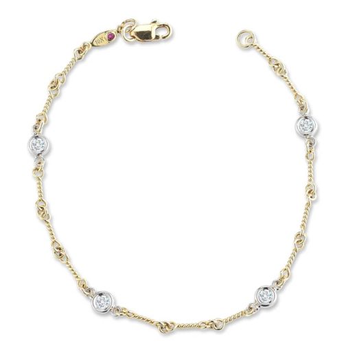 Roberto Coin 18KT Gold Dog Bone Chain Bracelet With Diamond Stations