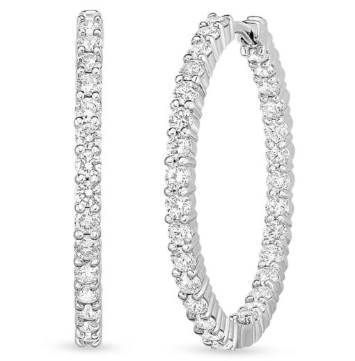 Roberto Coin 18KT White Gold Perfect Diamond Inside/Outside Hoop Earrings