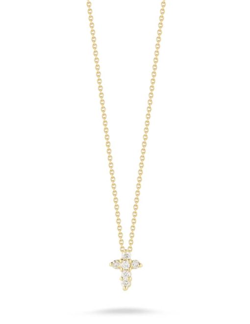 Roberto Coin 18KT Gold Baby Cross Pendant With Diamonds