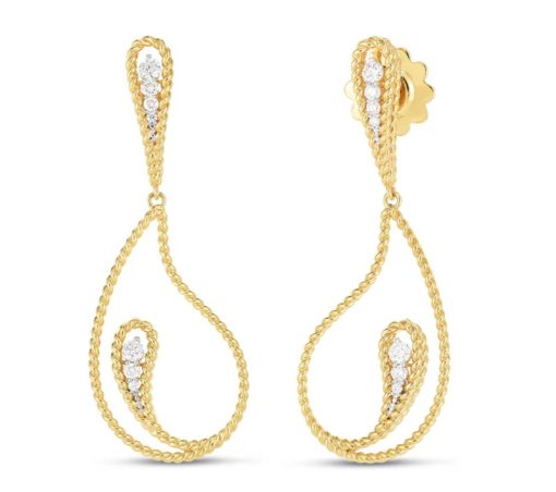 Roberto Coin 18K Gold Diamond Byzantine Barocco Paisley Drop Earrings