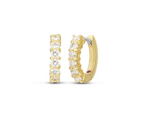 Roberto Coin 18KT Yellow Gold Huggy Earrings With Diamonds