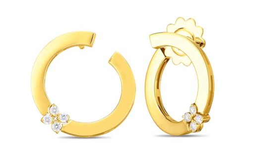 Roberto Coin 18K Yellow Gold Love In Verona Earrings With Diamond Flower