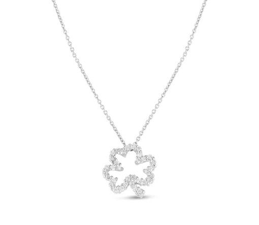 Roberto Coin 18K White Gold & Diamond Open Clover Necklace