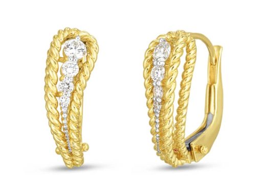 Roberto Coin 18K Gold And Diamond Byzantine Barocco Single Paisley Earrings