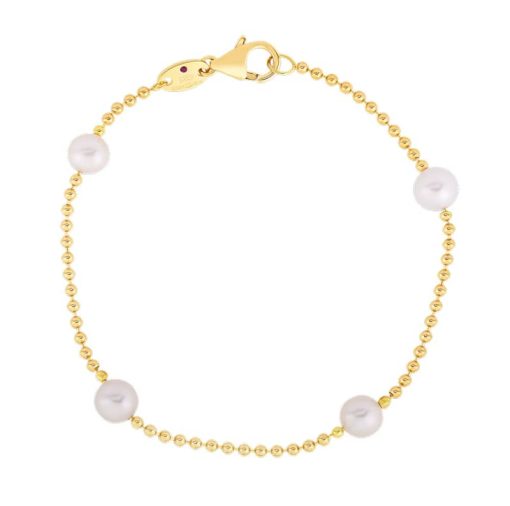Roberto Coin 18K Yellow Gold 4 Pearl Station Bracelet