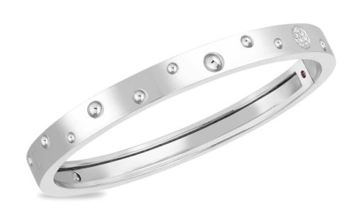 Roberto Coin 18KT  White Gold  And Diamond Pois Moi Luna Thin Bangle