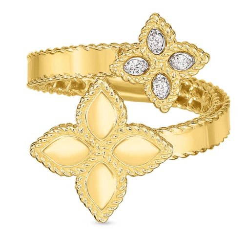 Roberto Coin 18K Yellow Gold Princess Flower Ring With Diamonds