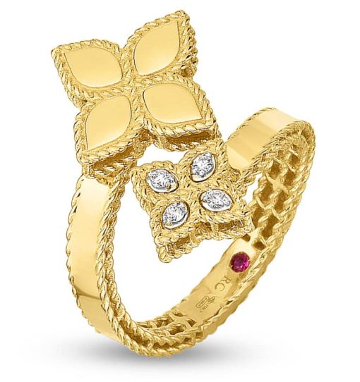 Roberto Coin 18K Yellow Gold Princess Flower Ring With Diamonds - Image 2