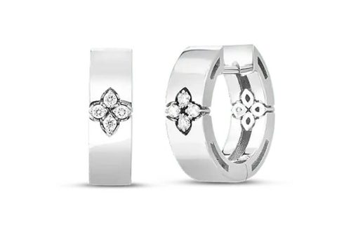 Roberto Coin 18K White Gold Love In Verona Diamond Small Hoop Earrings