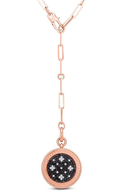 Roberto Coin 18K Rose Gold Venetian Princess Black & White Diamond Medallion