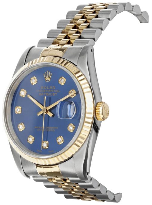 Rolex Pre-Owned Datejust Automatic Two-Tone Jubilee Watch, Blue Diamond Dial, 36mm - Image 2