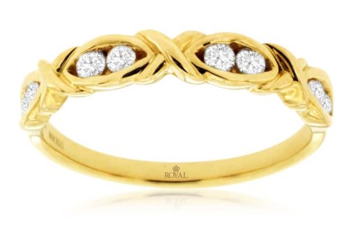 Royal Jewelry 14K Yellow Gold Diamond Wedding Band
