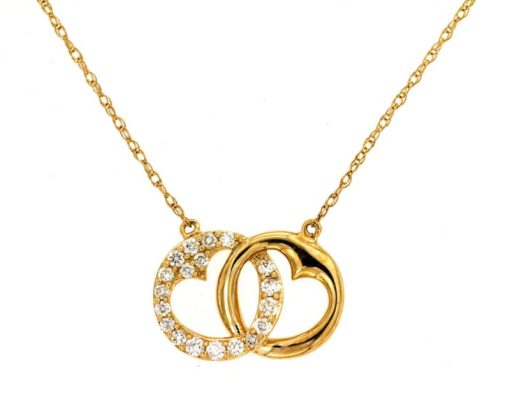 Royal Jewelry 14K Yellow Gold Diamond Interlocking Necklace