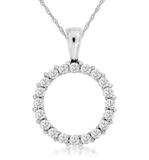 Royal Jewelry 14K White Gold Diamond Pendant