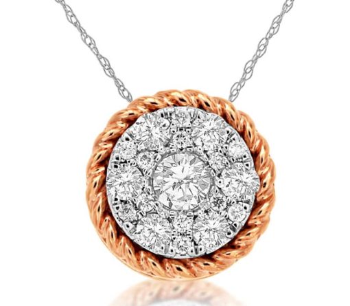 Royal Jewelry 14K White Gold Diamond Pendant