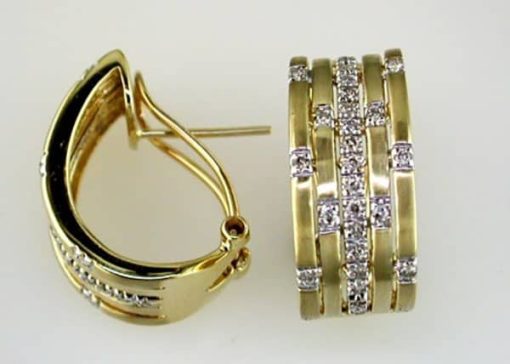 Royal Jewelry 14K Yellow Gold Diamond Earrings
