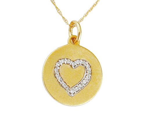 Royal Jewelry 14K Yellow Gold Diamond Heart Pendant