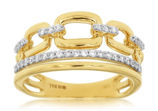 Royal Jewelry 14K Yellow Gold Ladies Diamond Ring