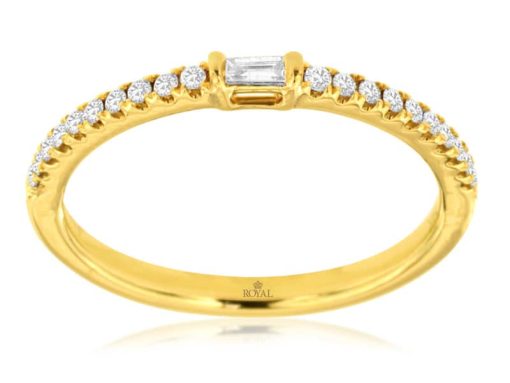 Royal Jewelry 14K Yellow Gold Diamond Wedding Band