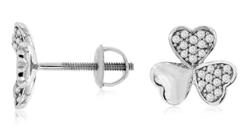 Royal Jewelry 14K White Gold Clover Earrings