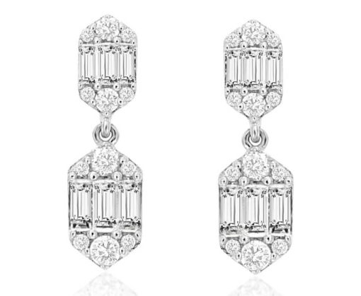Royal Jewelry 14K White Gold Diamond Earrings
