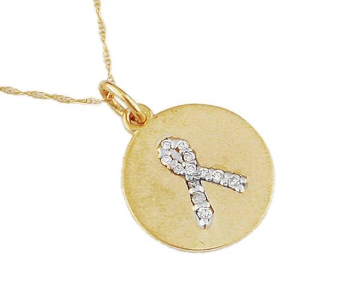Royal Jewelry 14K Yellow Gold Diamond Hope Pendant