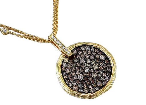 Royal Jewelry 14K Yellow Gold Mocha Diamond Pendant