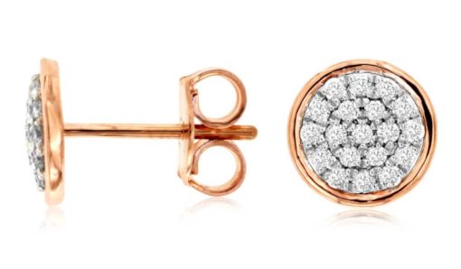 Royal Jewelry 14K Rose Gold Diamond Earrings