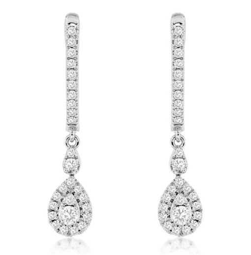 Royal Jewelry 14K White Gold Diamond Earrings