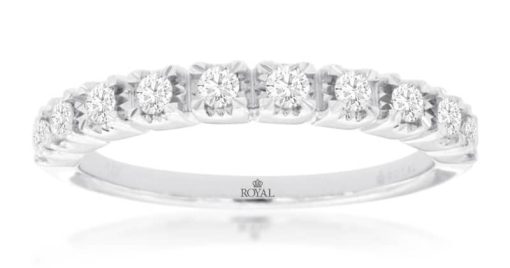 Royal Jewelry 14K White Gold Diamond Wedding Band