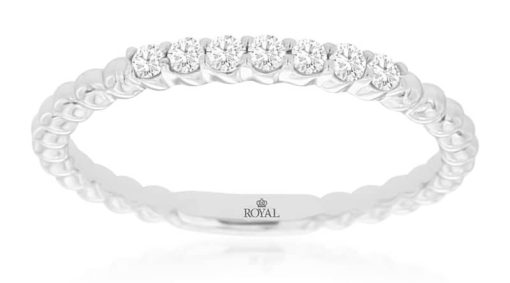 Royal Jewelry 14K White Gold Diamond Wedding Band