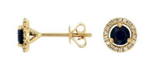 Royal Jewelry 14K Yellow Gold Sapphire & Diamond Earrings
