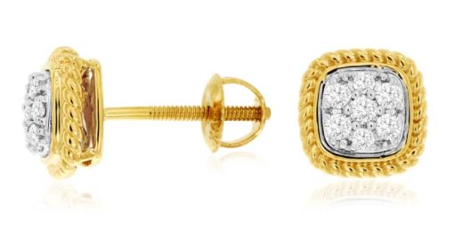 Royal Jewelry 14K Yellow Gold Diamond Earrings